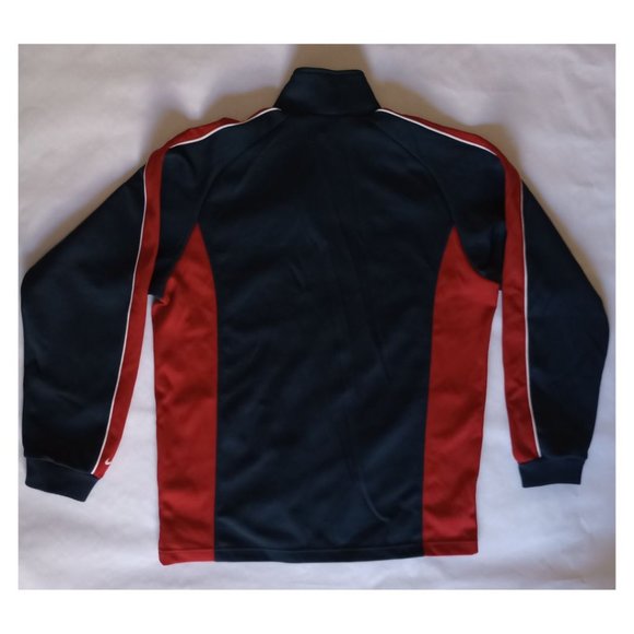 Nike Jacket Men M DARK BLUE RED zipper Long Sleeve Collar Fit Dry Pockets USED - Picture 2 of 8